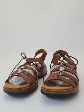Dansko Elena Brown LeatherGladiator strappy lace-up sandals Sz 40